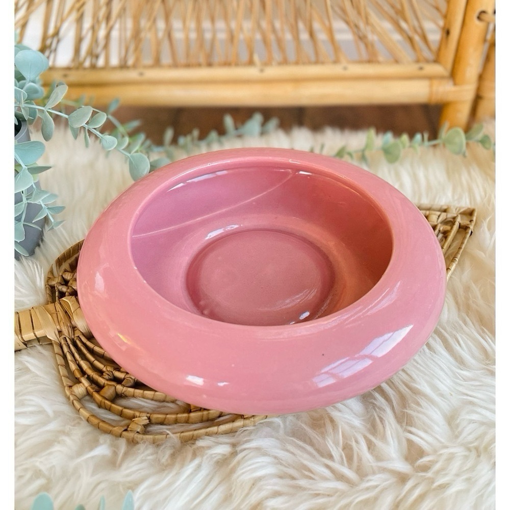 Vintage Cookson Pottery CP USA Blush Pink Rose Mauve Shallow Planter Bowl